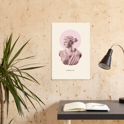 Buste d'Artémis rose, style classique, élégant et minimaliste, impression d'art mural