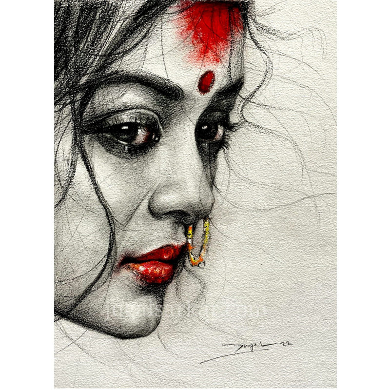 Debi - un symbole d'autonomisation | Dessin au crayon par Jugal Sarkar