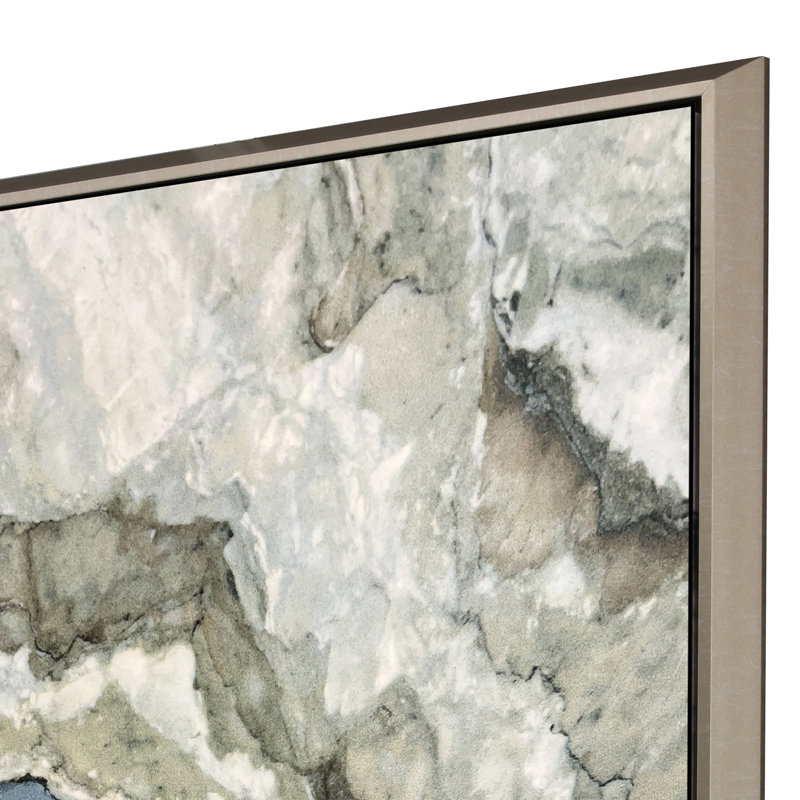 «Stone», abstrait moderne, champagne, or, cadre flottant, art mural