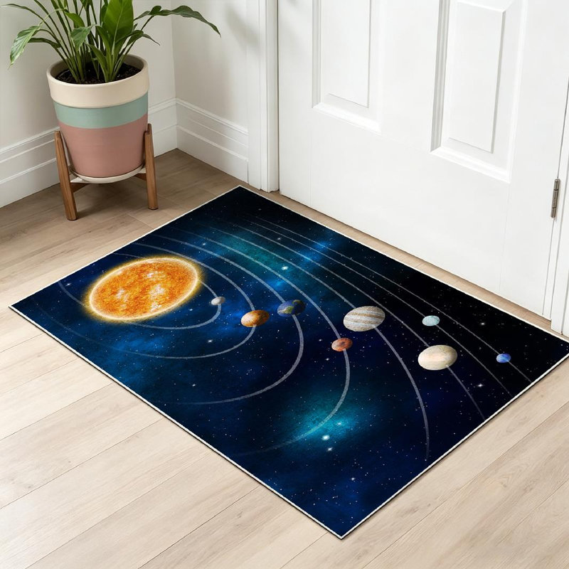 Tapis transparent lavable à la machine, système solaire, modèle Nasa, Rectangle 32 po x 47 po