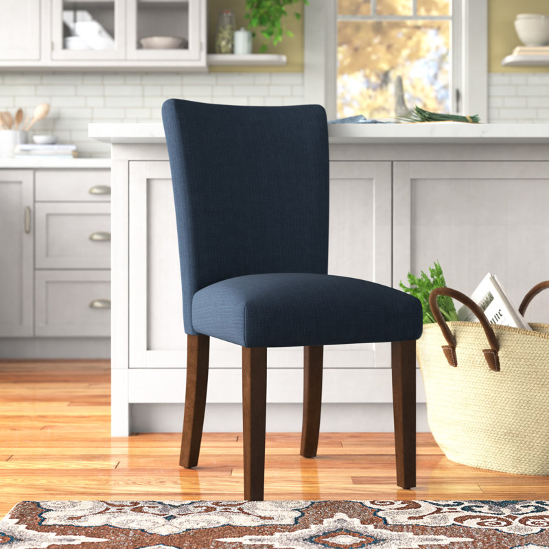 Carista Upholstered Parsons Dining Chair, Textured Blue