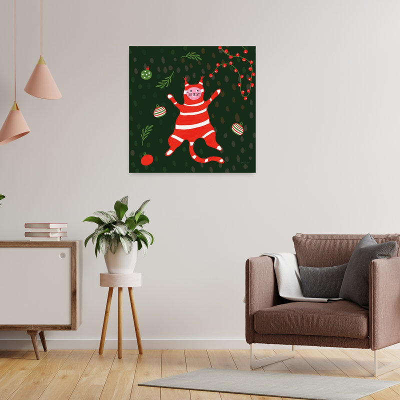 Art contemporain noir avec des animaux, H 24 po x l 24 po