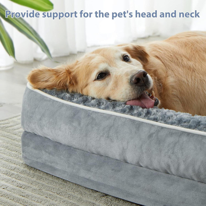 Large Gray Orthopedic Waterproof Outdoor Dog Bed
