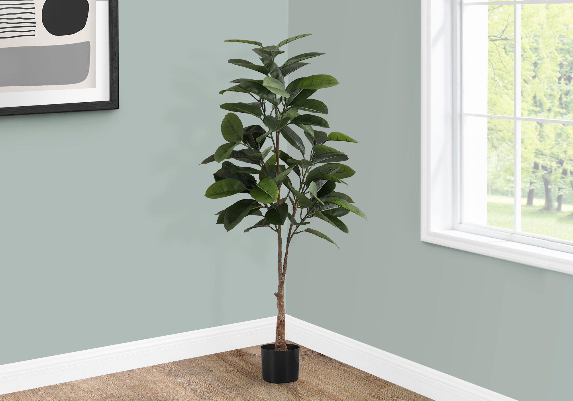 Primrue Mcfarland 52'' Faux Rubber Tree Tree In Cement Pot 