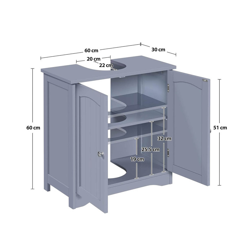 Engineered Wood Bathroom Cabinet, Grey