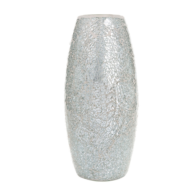 Thornton Handmade Glass Table Vase, White Silver 