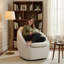 Modern Upholstered Swivel Barrel Accent Chair With Chenille Fabric-647628041