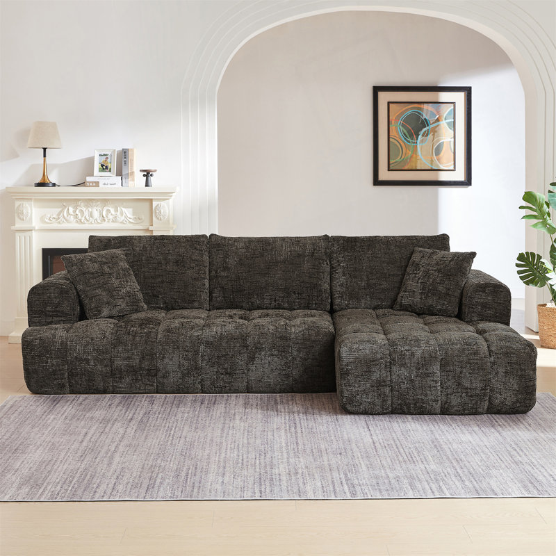 L-Shape Luxury Sectional Oversized Sofa With Minimalist Design, Comfy Sleeper Function, No Assembly Required For Living Room And Apartment Use.