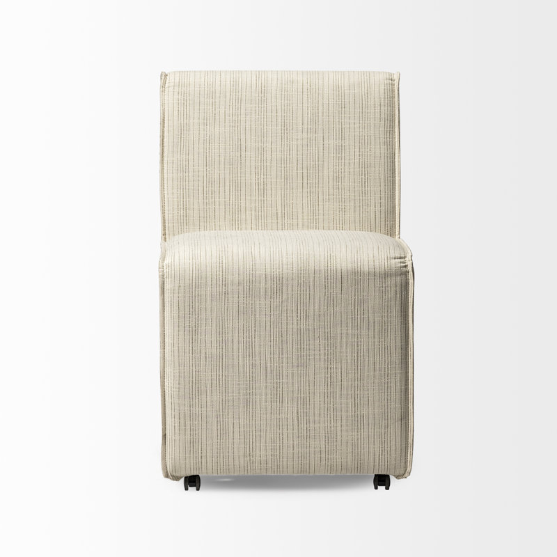 Chaise parsons rembourrée en lin Niana, Crème rayée