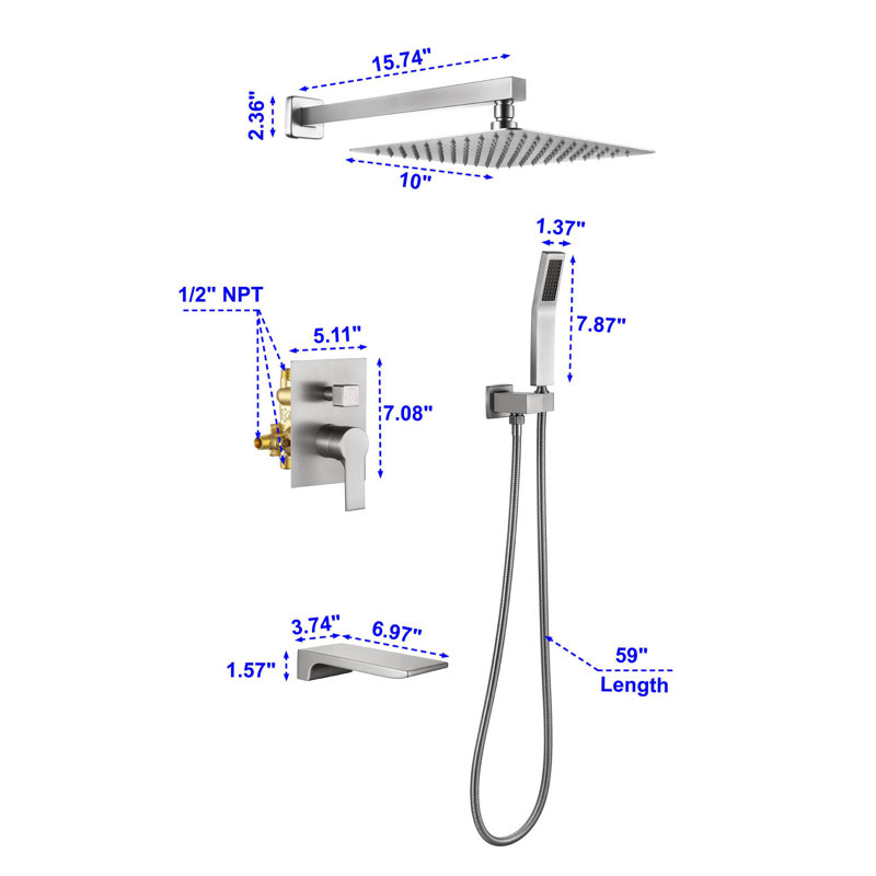 All-In-One Kit with Rough in-Valve, Brushed Nickel
