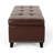 Large Upholstered Storage Ottoman With Hinged Lid, Ideal For Living Room And Bedroom, Combining Style And Functionality.