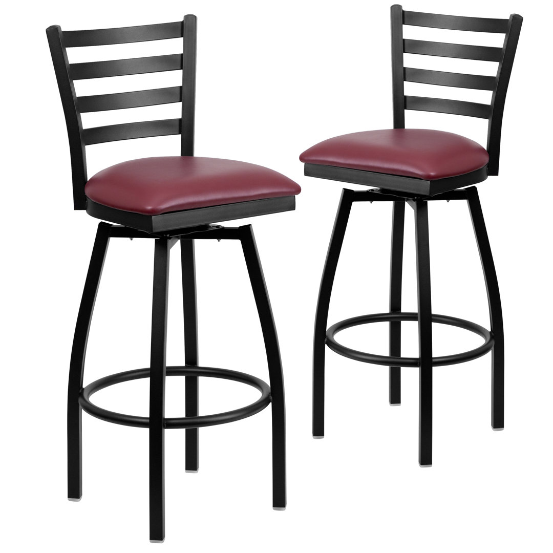 Lomonaco Ladder Back Swivel Metal Barstool with Vinyl Upholstered Seat Winston Porter 