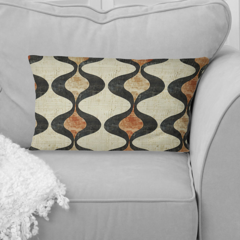 Coussin lombaire brun Mid-Century