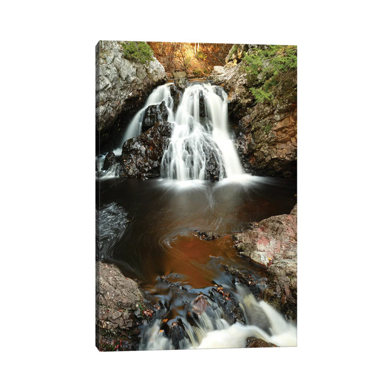 Waterfall In Autumn, Nova Scotia, Canada by Scott Leslie - Wrapped Canvas Print, 20.32 cm H x 30.48 cm W
