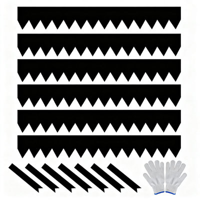 Bordure de paysage robuste en acier galvanisé pliable, paquet de 6 bordures de pelouse en métal avec dents de requin ondulées - Jardin résistant aux intempéries, diviseur de lit avec piquets et pinces, comprend des gants de 40 x 8 po