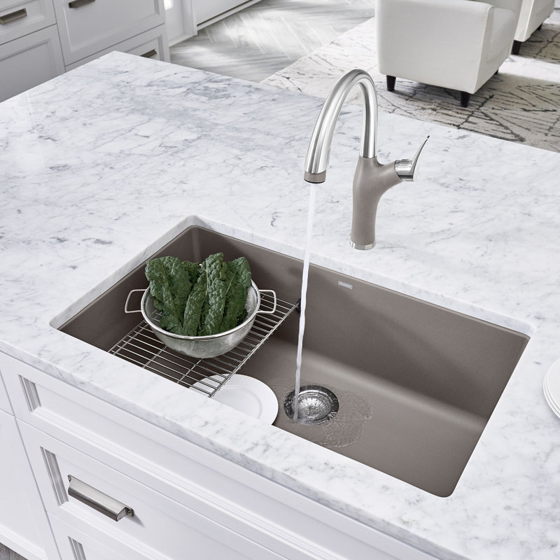 Precis SILGRANIT 32" L X 19" W Super Single Undermount Kitchen SInk, Café Brown