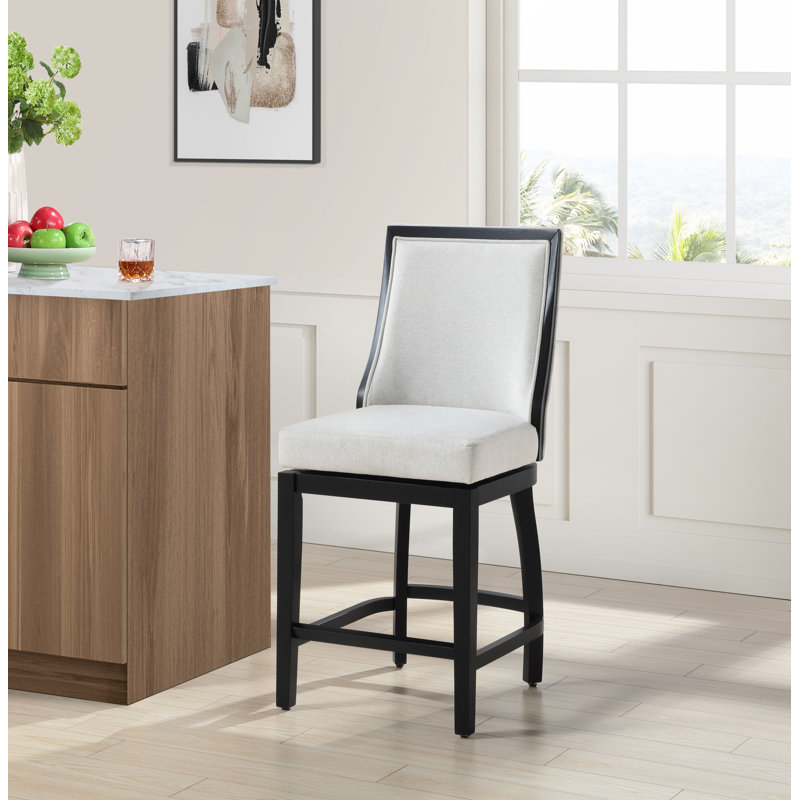 Glencoe Disbrow Swivel Counter Stool, Black, Ivory