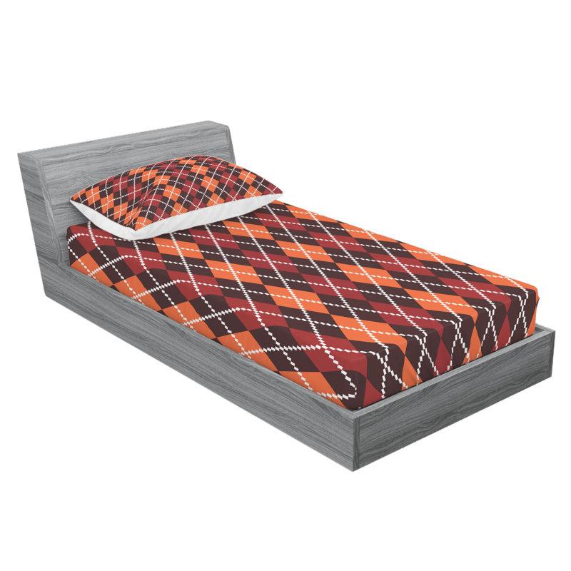 Microfiber Argyle Fitted Sheet, Twin XL Fitted Sheet with 1 Pillowcase