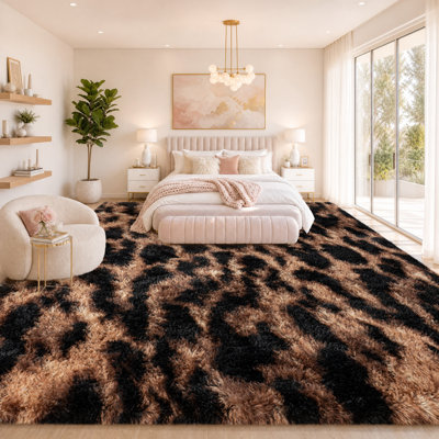 Tapis léopard pour salon, tapis moelleux 3 x 4,25 m pour chambre d'enfant