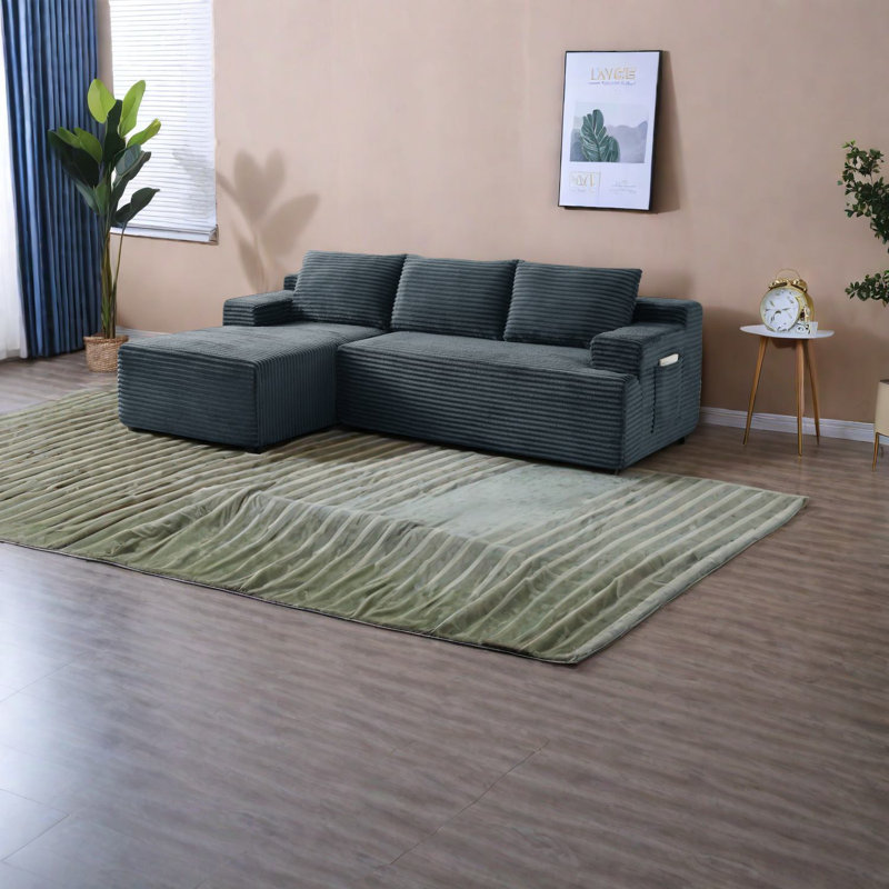 Canapé modulaire gris foncé modulaire, velours côtelé élégant, sans assemblage, confort pour la maison