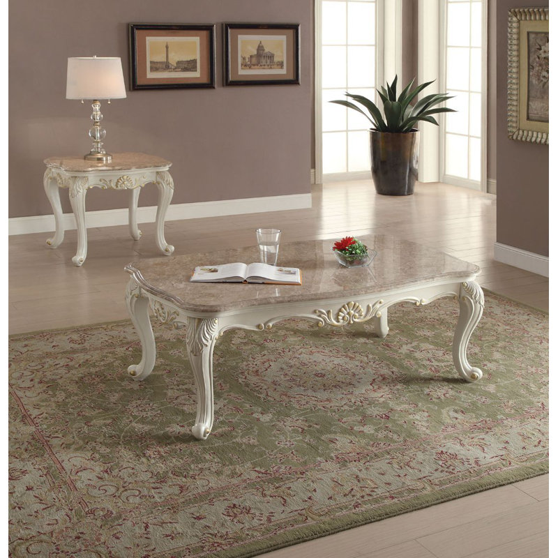 Poche Coffee Table, Genuine Marble/Pearl White