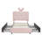Upholstered Bed Frame with LED Lights and Bunny Ear Headboard, Kids Boucle Platform Bed with 4 Storage Drawers, Weight Capacity 300 lbs, No Box Spring Needed, Pink, Twin-2013042659