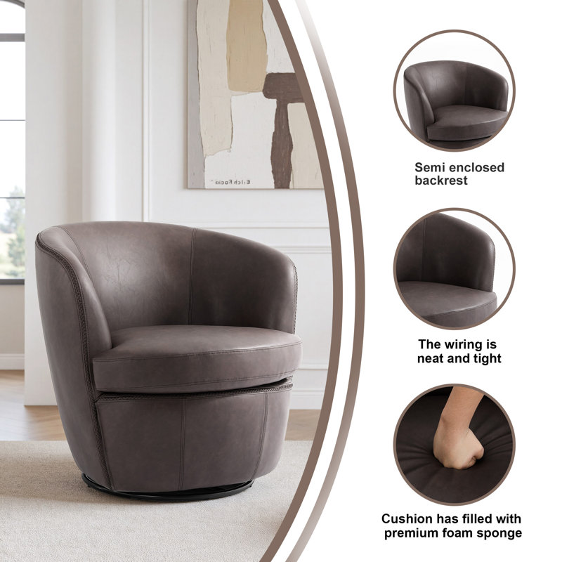 Ensemble de 2 chaises d'appoint en polyuréthane et coussins souples Aunna, Similicuir chocolat