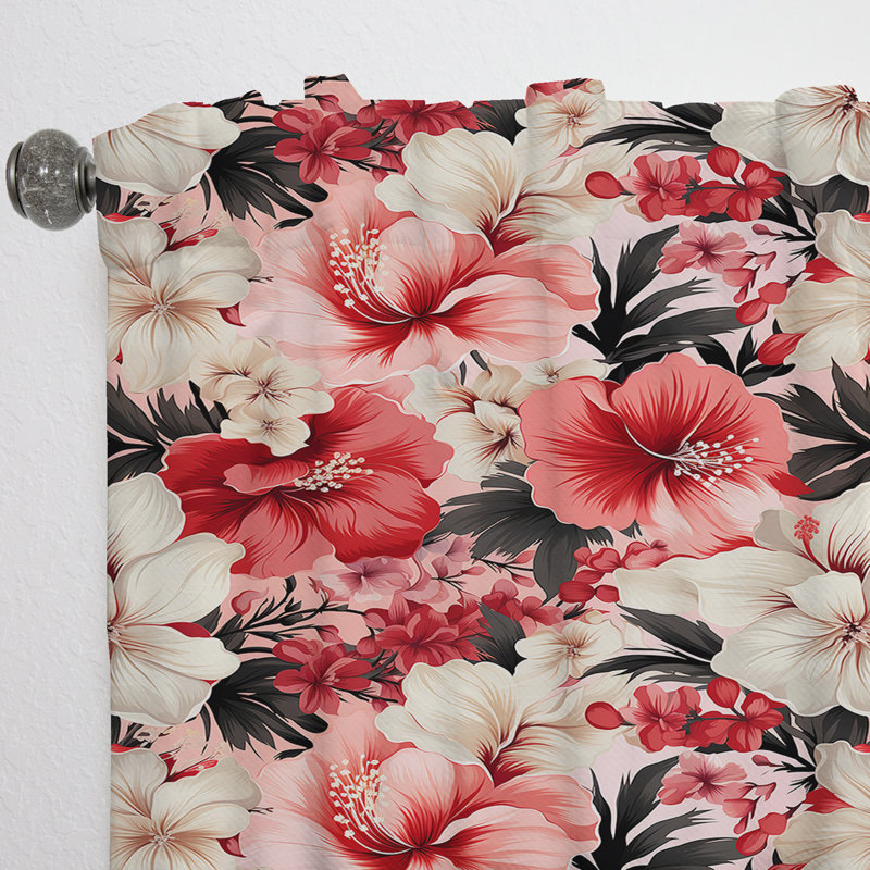 Hibiscus Romance - motif tropical II - Rideau floral - Rideau floral obscurcissant - 1 panneau, 52" W x 108" L