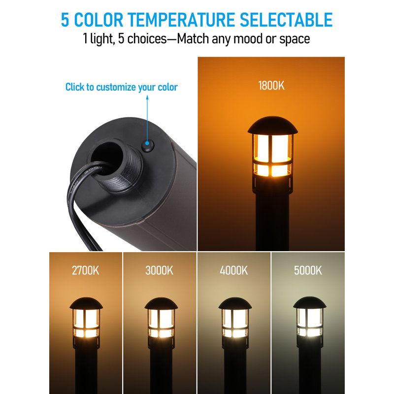5CCT LED Pathway Landscape Lights, 12-24V AC/DC, IP65 Waterproof, Oil Rubbed Bronze