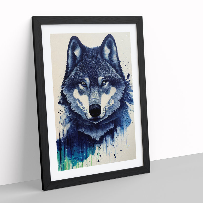 Painted Wolf No.4 - Framed Print, Black, 64cm H x 46cm W