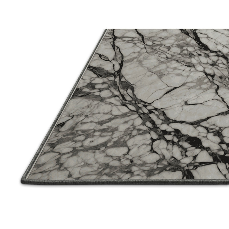 Tapis gris soyeux et moelleux, Rond 5 pi