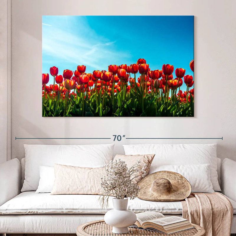 Harnek Red Tulip Flowers, 34" H x 51" W