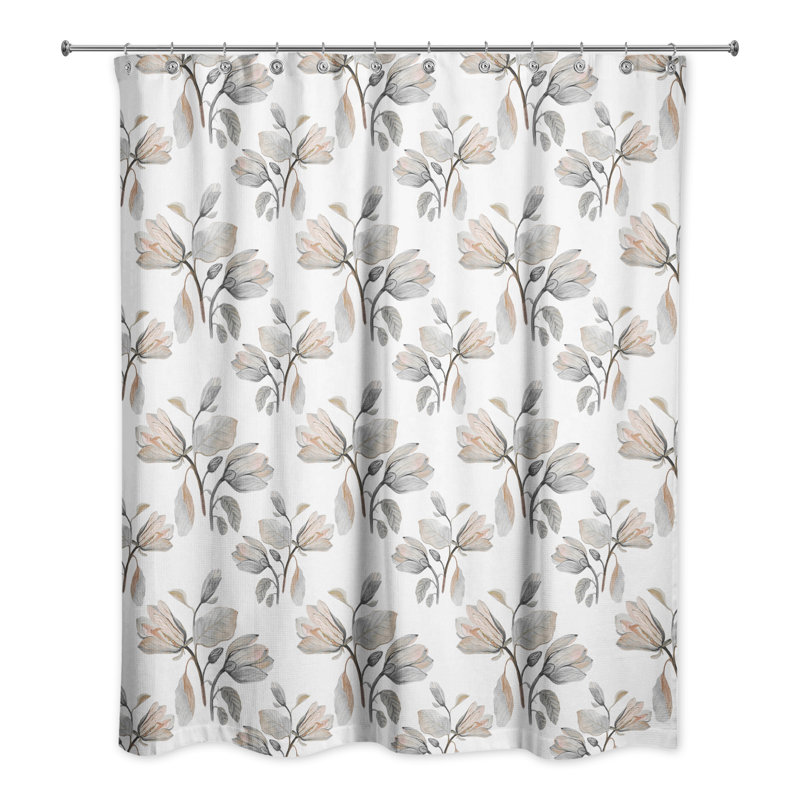 Rideau de douche simple à motif floral, gris