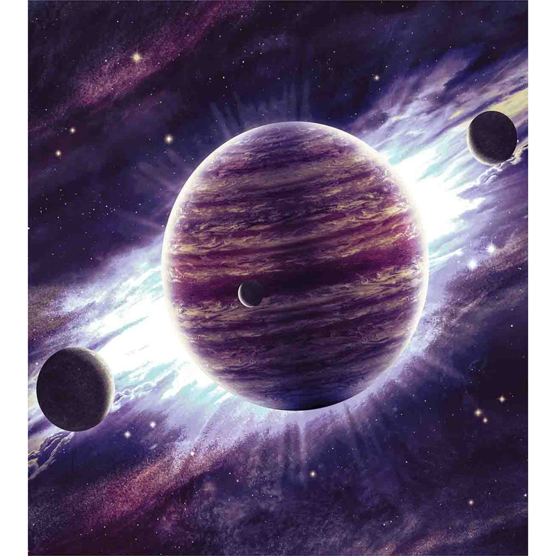 Galaxy Modern & Contemporary Duvet Cover, Twin Duvet Cover + 1 Pillow Sham, Outer Space Planets Mars