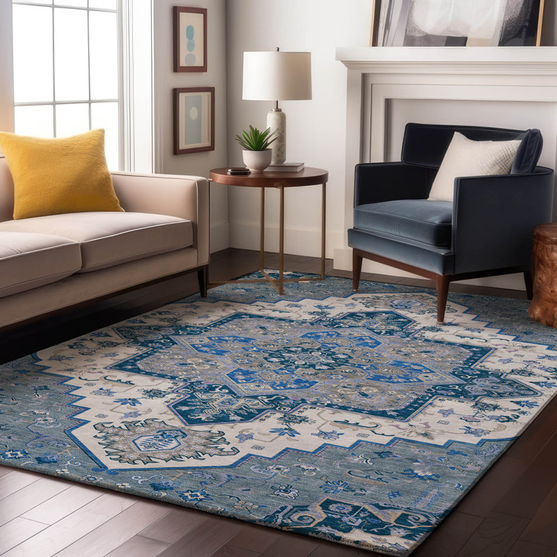 Tapis oriental de qualité supérieure lavable à la machine Cossette AMF1036, Rectangle 10 pi x 14 pi