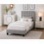 Lit capitonné contemporain avec tête de lit ajustable, en lin gris, une place-91956933-91956934