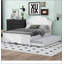 Lit plateforme double en bois avec tête de lit et lit gigogne simple, blanc-812916846