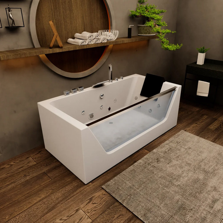 59.45'' x 29.53'' Whirlpool Heated Rectangular Alcove Acrylic Bathtub