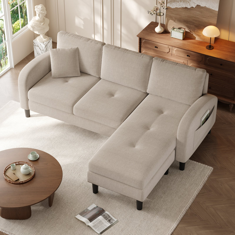 3 Seater Linen Sofa, Beige