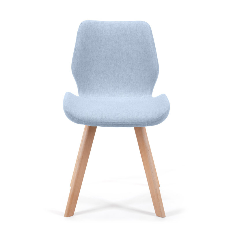 Henrieville 41cm H Velvet Upholstered Upholstered Back Side Chair, Blue / White / Grey