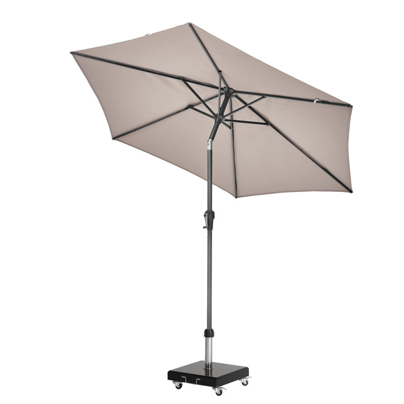 Hatten Riva Traditional Round Parasol, 232cm H x 250cm W x 250cm D, Taupe