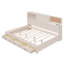 Lit de jour en bois pleine grandeur avec 3 tiroirs de rangement, tablette souple supérieure, tablette et ensemble de prises et ports USB, blanc