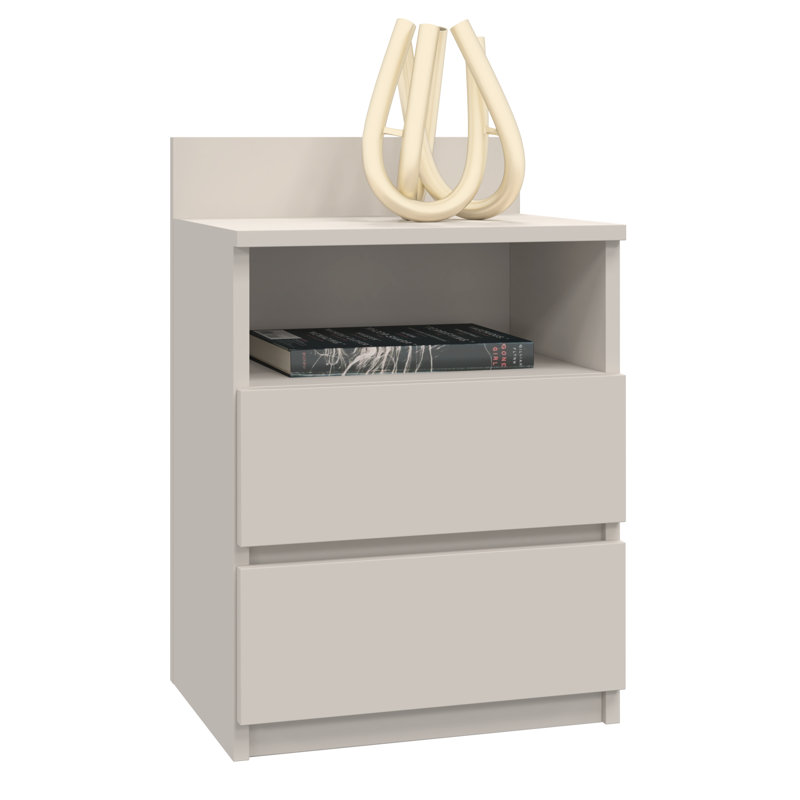Abril 2 Drawer Bedside Table, Cashmere