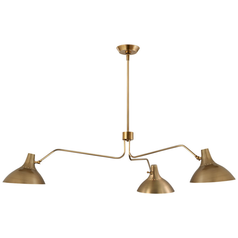 Aerin Charlton Triple Arm Chandelier, Hand-Rubbed Antique Brass, 11.25" H x 55.25" W x 55.25" D
