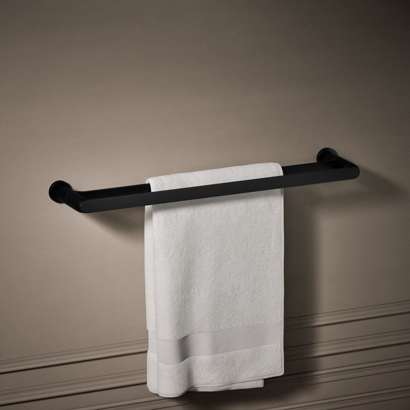 Double barre à serviettes 24 po Avid, Noir mat