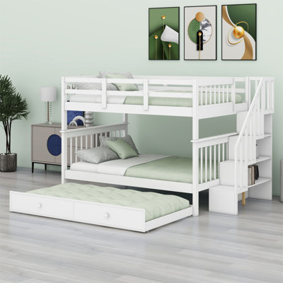 Lit superposé avec lit gigogne, rangement et garde-corps pour la chambre à coucher