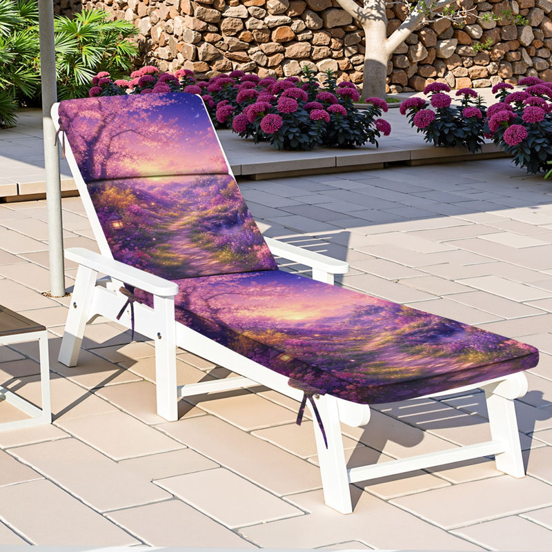  Coussin de patio pour l'extérieur 3 po Cherry Blossom Fantasy Garden Landscape Mauve Twilight Sky