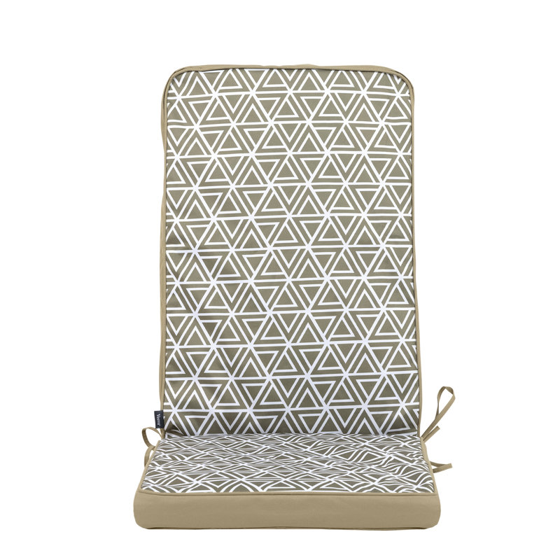 Bean Bag Bazaar Geometric Outdoor High Back Seat Pad, Olive Geometric