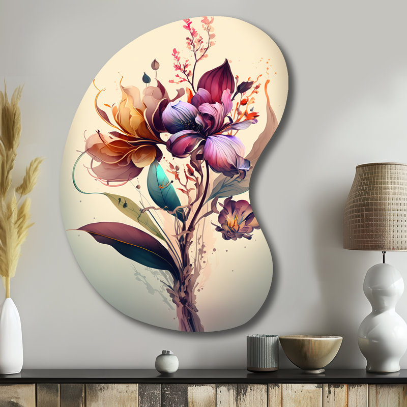 Orchidée florale I - Art mural en métal orchidée asymétrique, sculpture murale, H 39 po x l 28 po