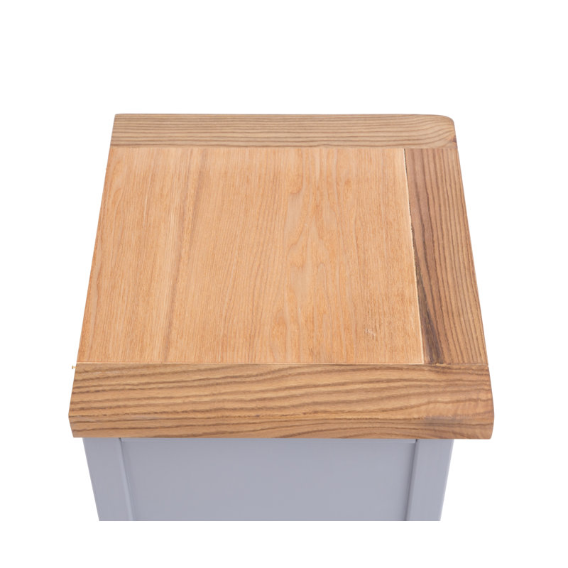 Snelson 35cm W Plywood / Laminate Board Bedside Table, Grey/Antique Brass